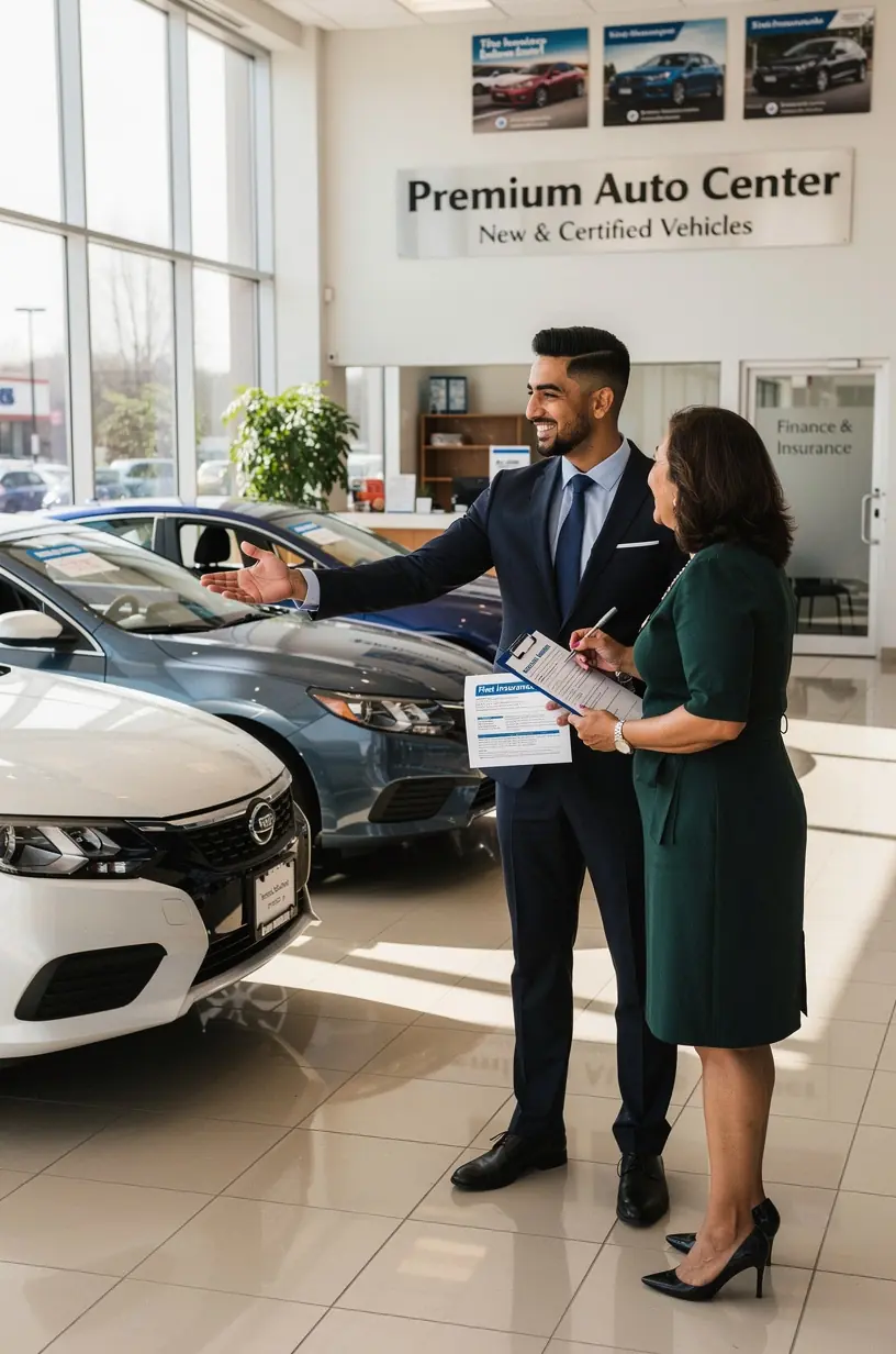 Клиент подписывает документы на мгновенное оформление страхового полиса для корпоративного автопарка.